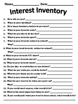 interest inventory test free.